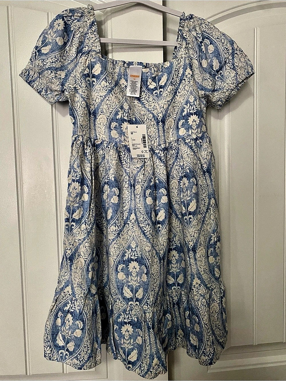 Gymboree Girls' Print Linen-Blend Ruffle Dress Blue Floral Size 10 NWT